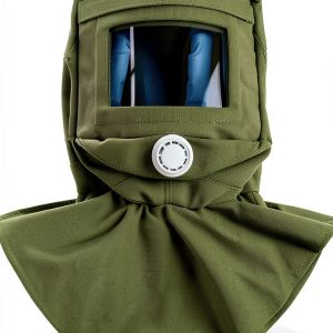 QWORK Sand Blasting Hood Cap Green WD7272 Heavy-Duty Canvas Mask-0